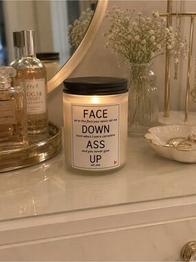 🕯️ Funny Quote Candle – “FACE DOWN ASS UP” Candle 😂❤️